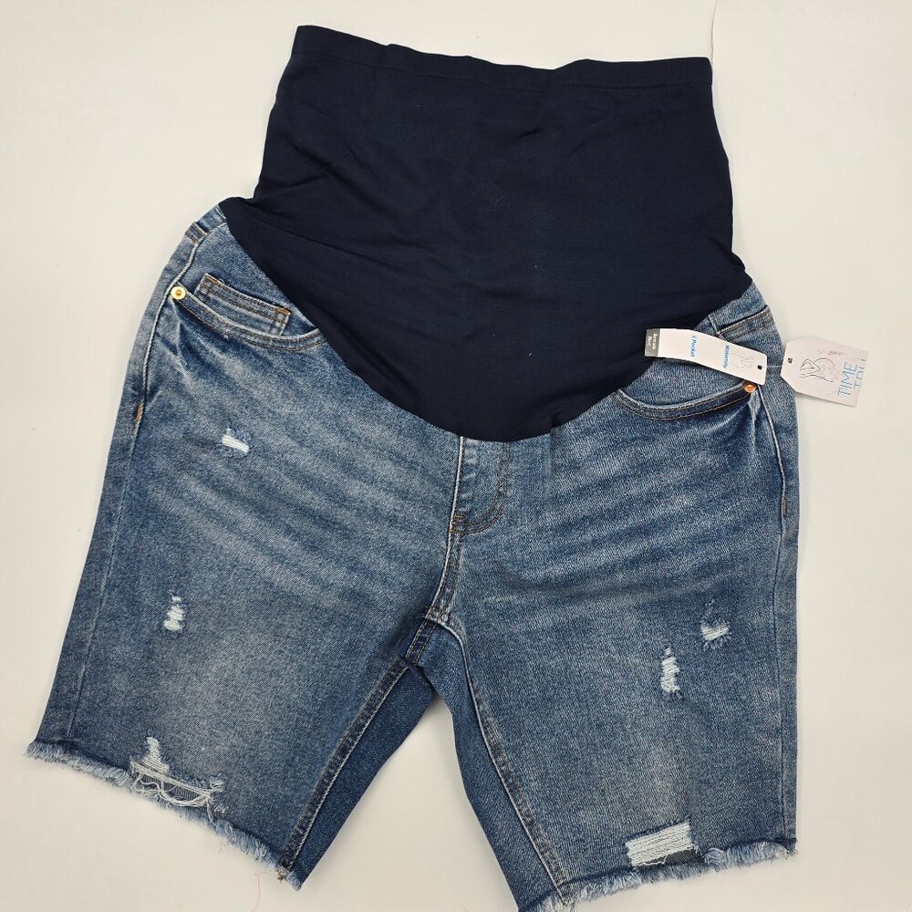 New Women's Time and tru  Destructed Shorts Maternity Denim Jeans